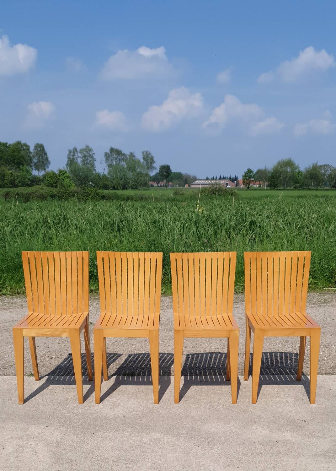 Set 4 - plywood beech dining chair Dutch design postmodern