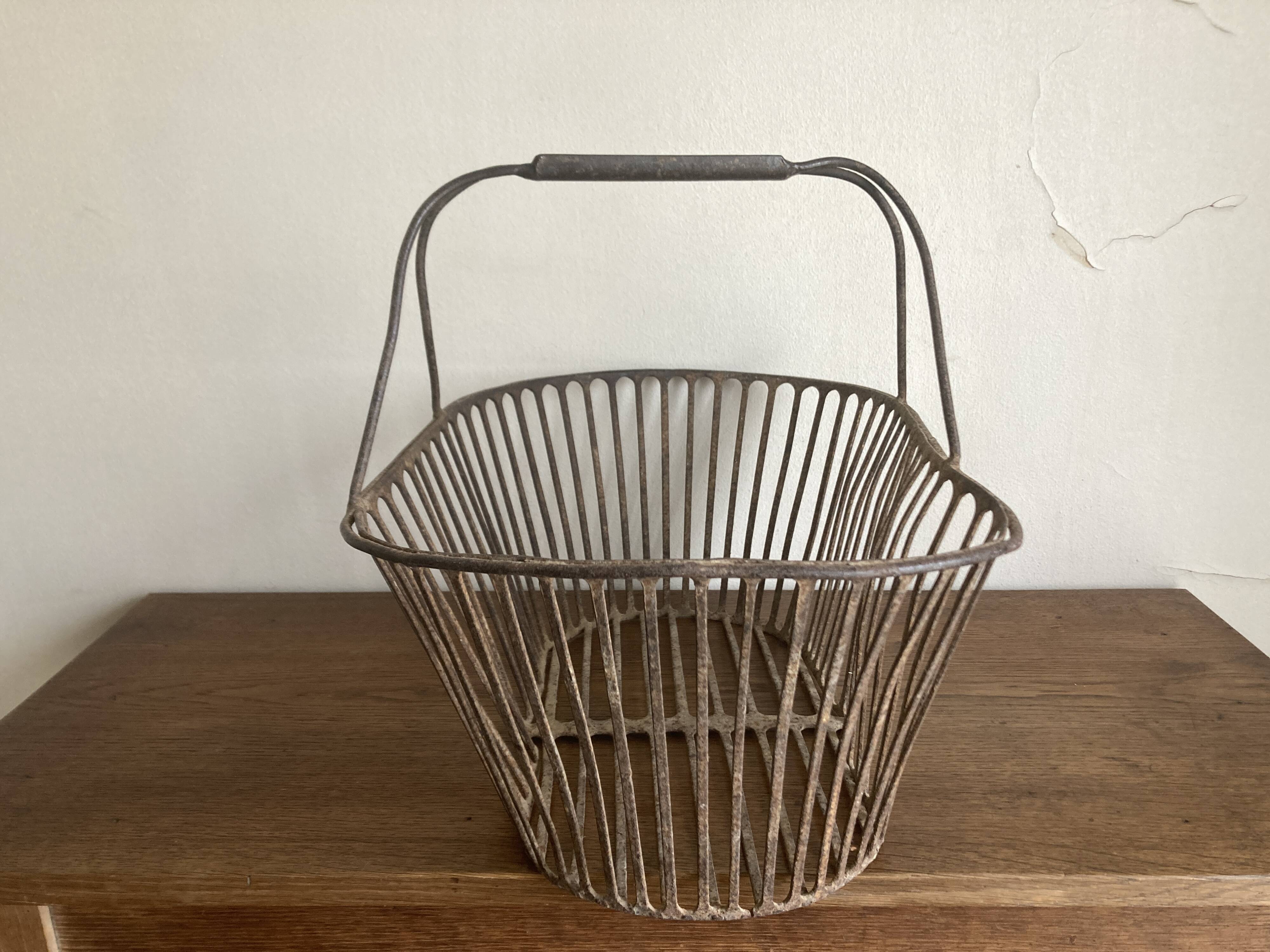 Country wrought iron harvest basket 1930