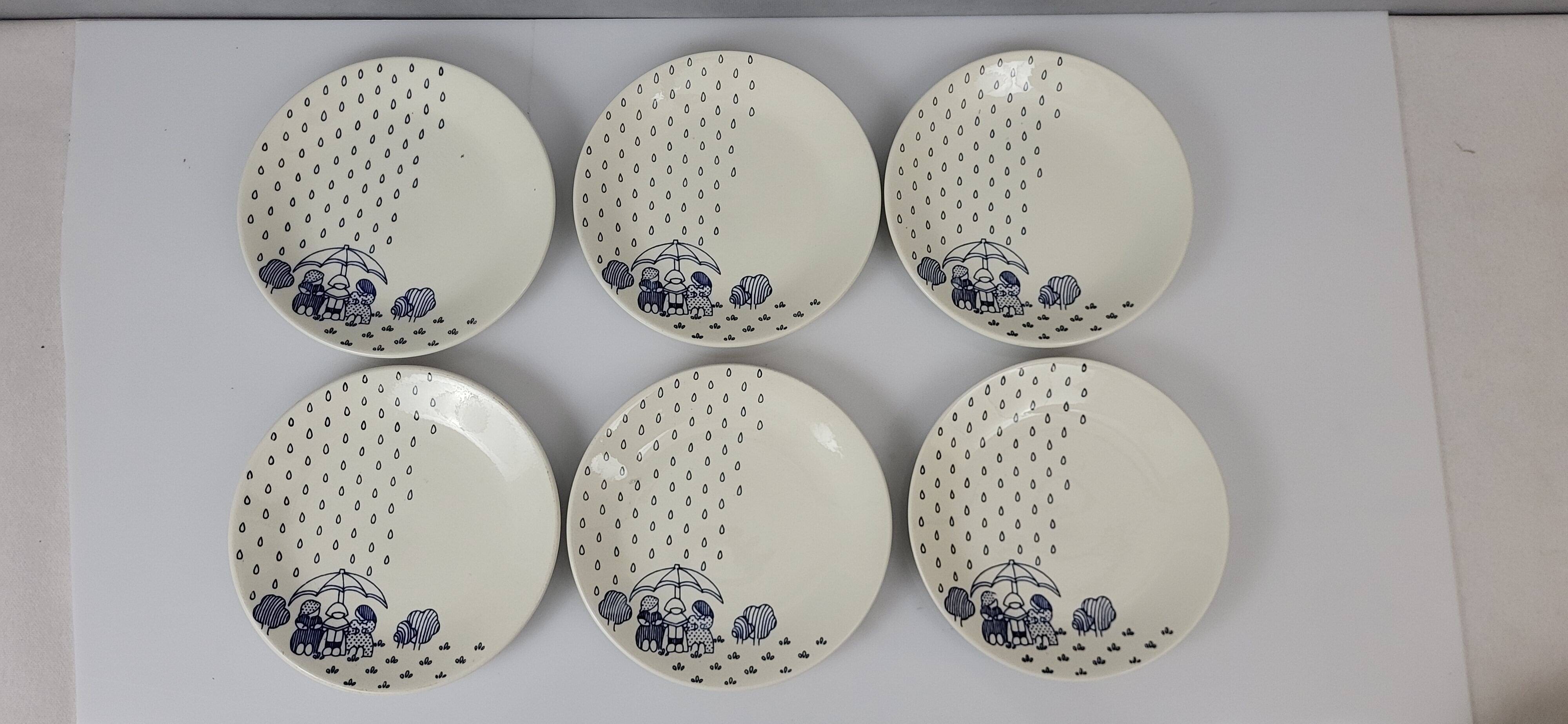 6 Sarreguemines earthenware dessert plates