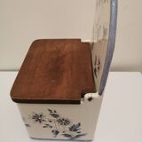 Vintage ceramic and wood salt box