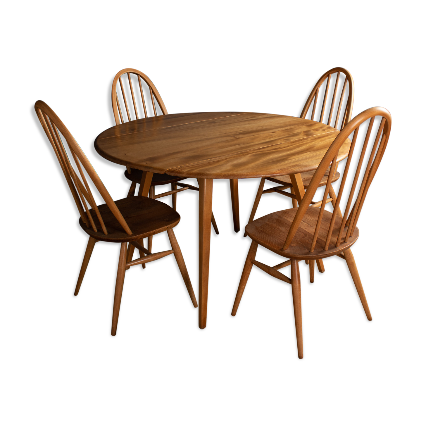 Restored Vintage Retro Ercol 1960s 384 Round Dining Table & 4 370 Windsor Arm Chairs Regular price