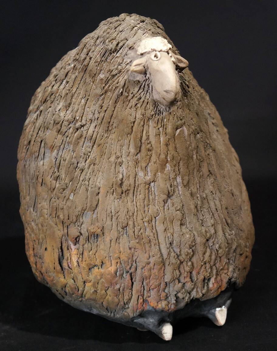 Chantal Ferroussier enamelled ceramic sheep signed early 21st century