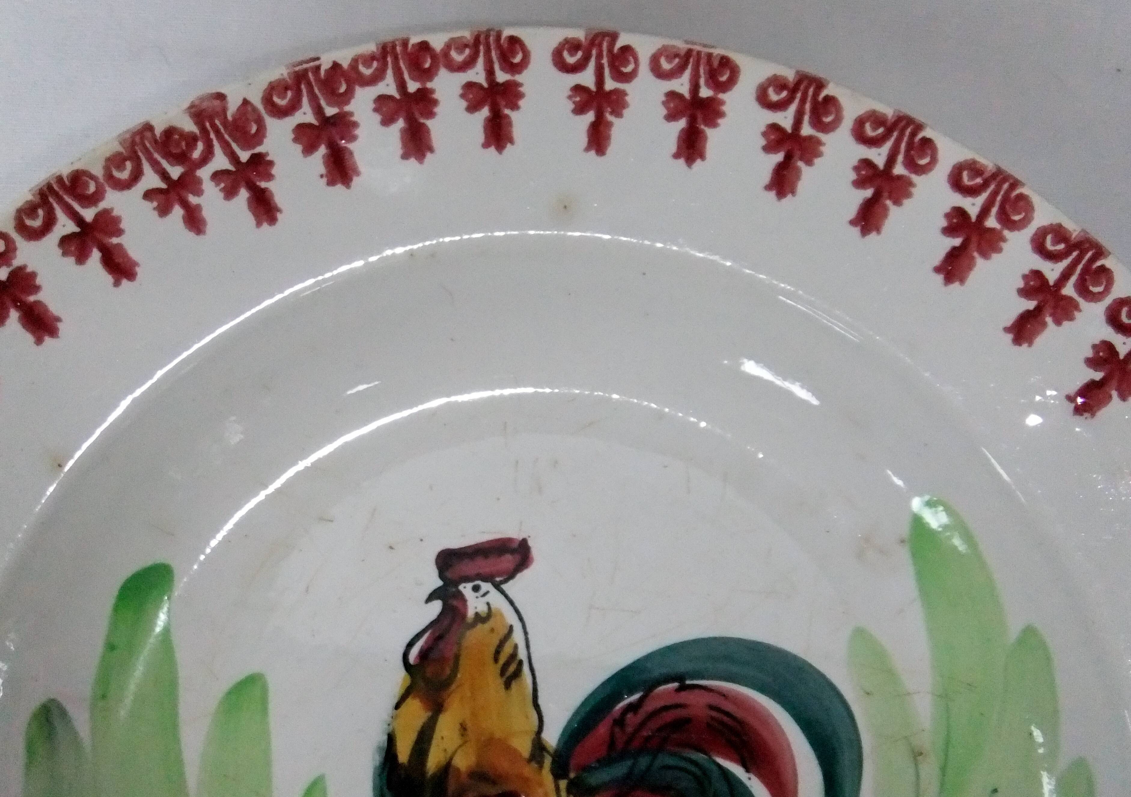 Old dish plate decor of rooster Moulin du Loups Hamage
