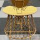 Rattan dressing table with sun mirror and its stool.