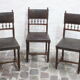 Ensemble de 3 chaises Renaissance en chêne et cuir gaufré, 19ème siècle, Belgique