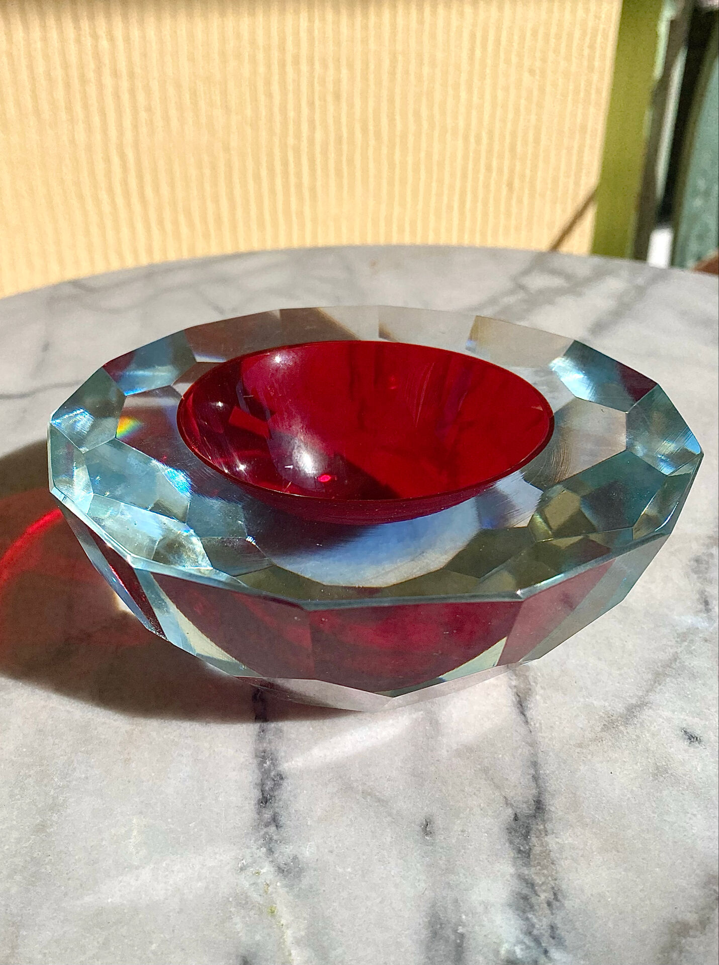 Murano glass geode faceted bowl