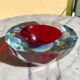 Murano glass geode faceted bowl