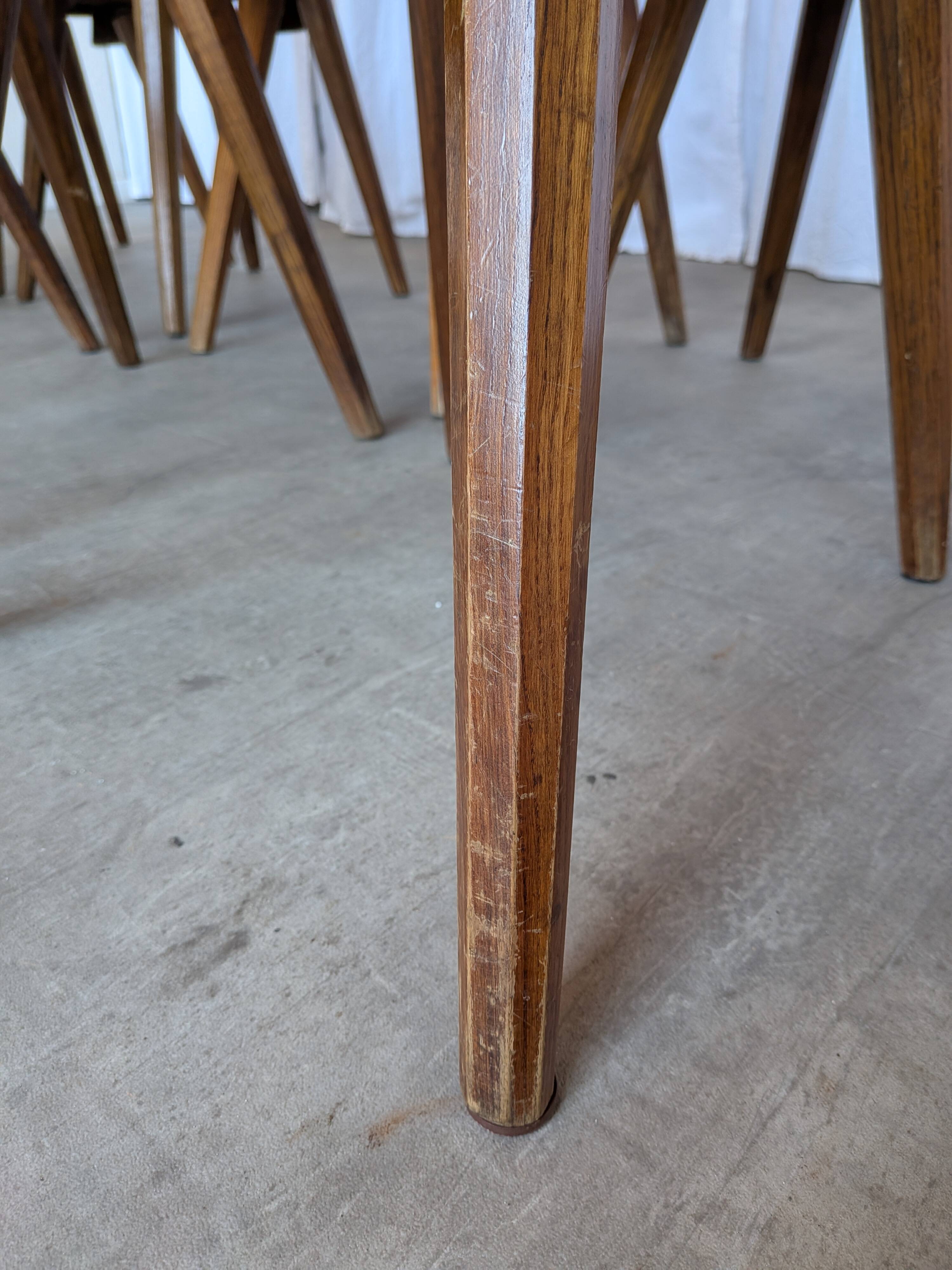 Set of 8 Farmhouse Tyrolean Chair with Heart Cutout Back / 1970s Vintage Di