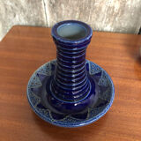Paire de bougeoirs betschdorf schmitter céramique bleue vintage