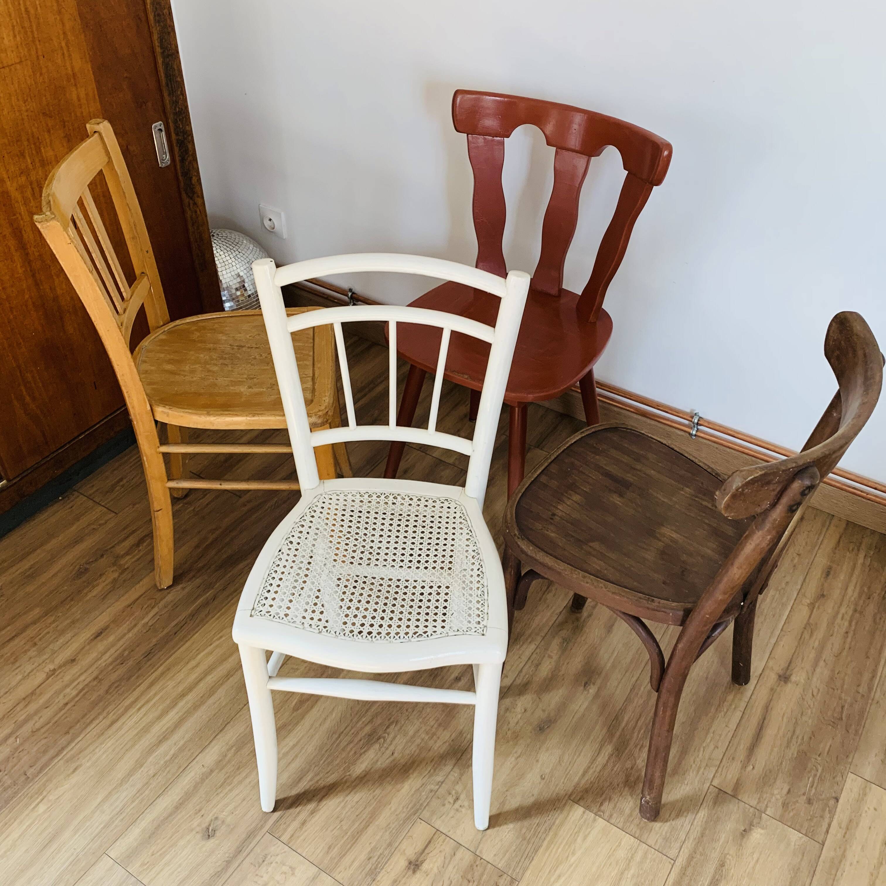 Set of 4 mismatched chairs