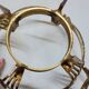 Antique gold metal and cobalt blue glass centerpiece planter