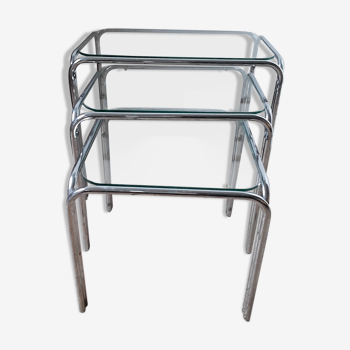 Nesting tables in glass and chrome