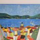 Oil painting - Colourful view of the rooftops of the village of Saint-Tropez