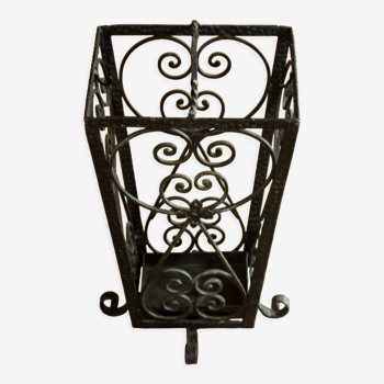 Handmade heavy weight wrought iron umbrella stand, vintage from the 1950s