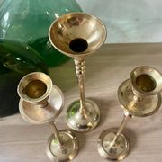 Set of 3 brass candle holders