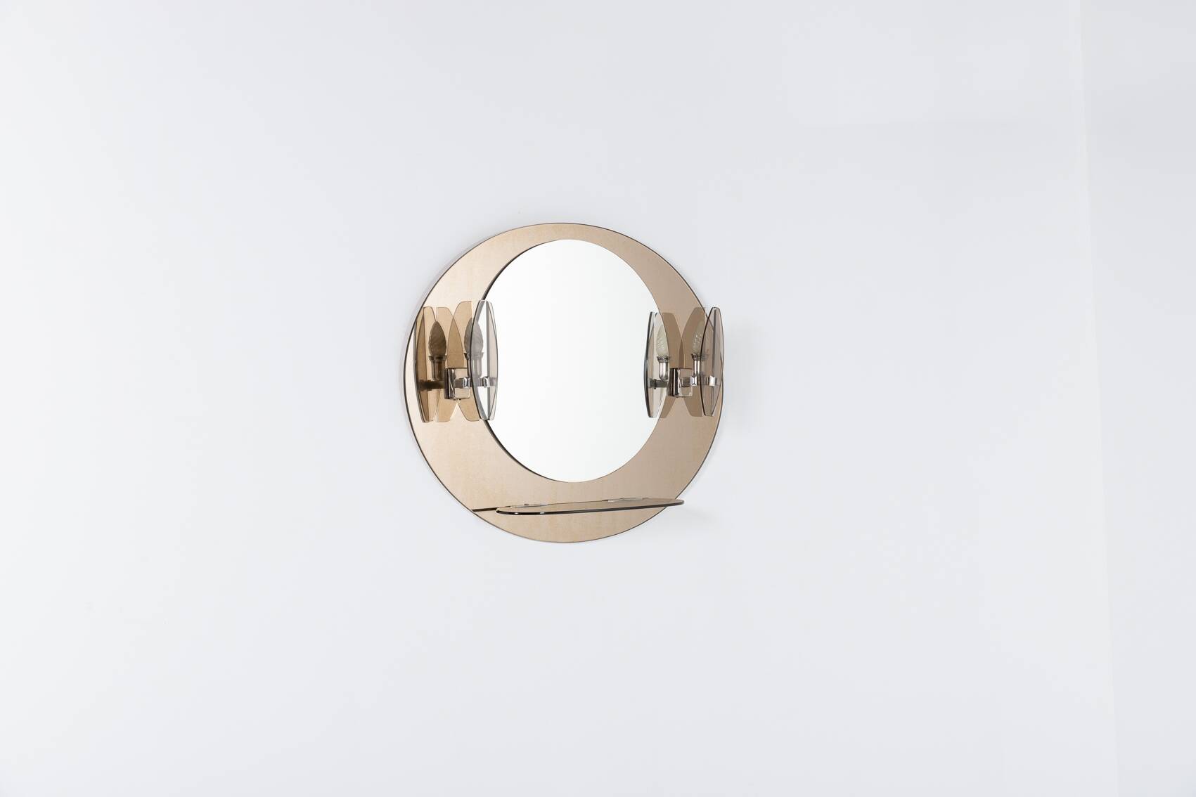 Miroir mural Mid-Century moderne avec appliques de Veca, Italie, 1960s