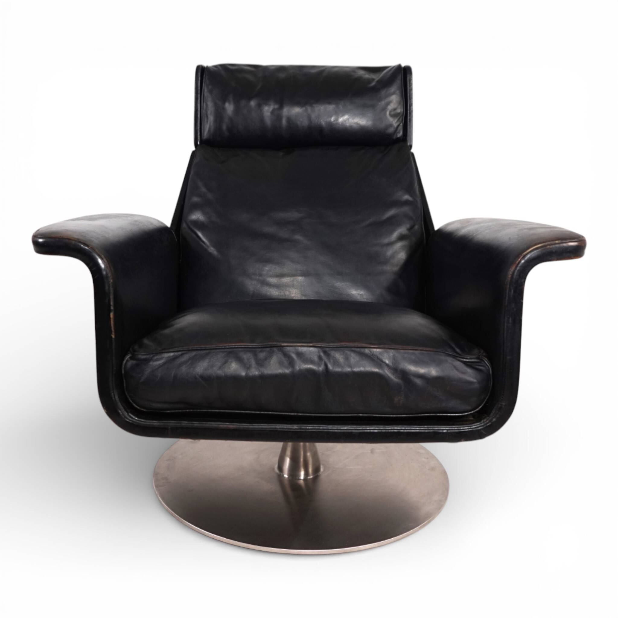 Kaufeld Siesta 62 leather lounge chair by Jacques Brule, 1960