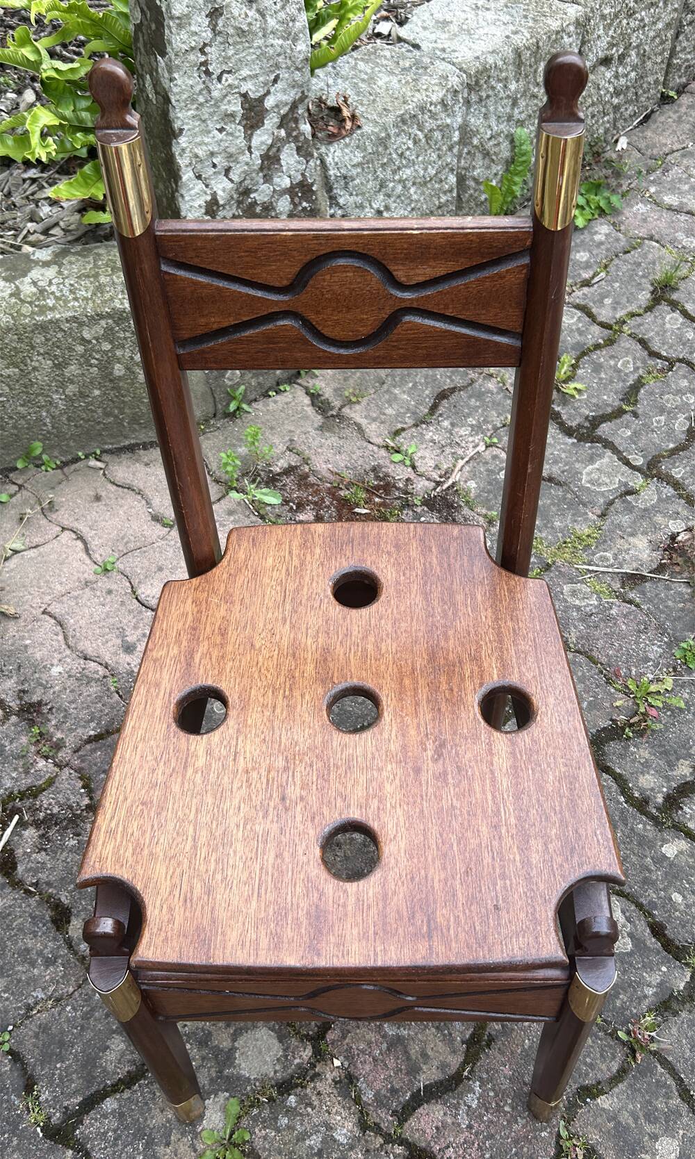 Vintage navy wood scriban chest of drawers and chair