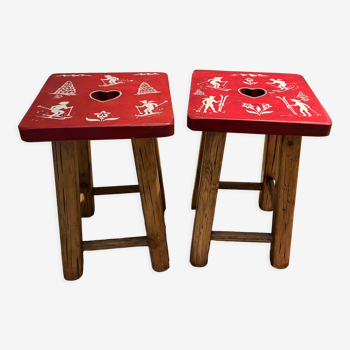 Set of 2 stools- bedside tables Mountain / Chalet