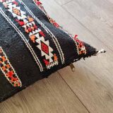 Handmade black berber moroccan kilim cushion 35 x 50 cm