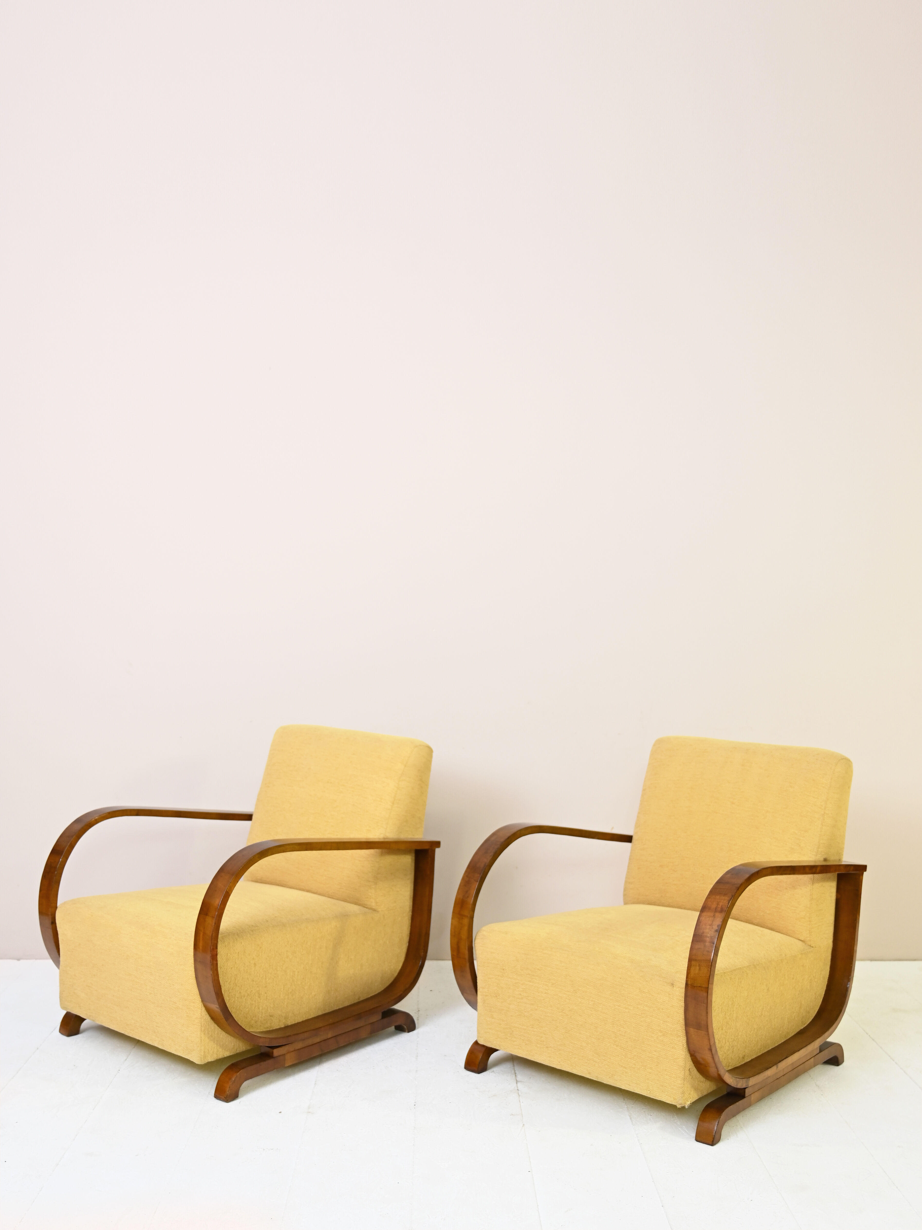 Pair of 1940s deco armchairs