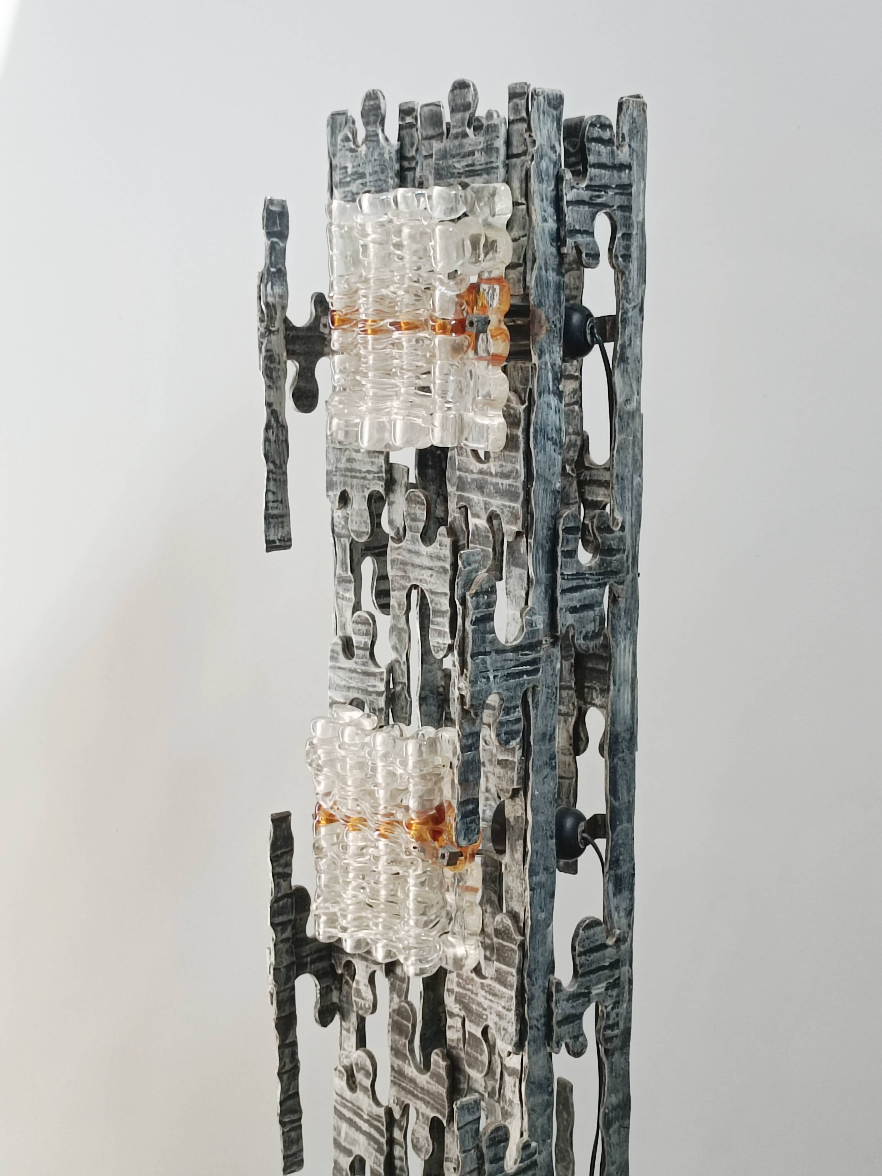 Brutalist sculptural floor lamp by Albano Poli for Poliarte 1970s