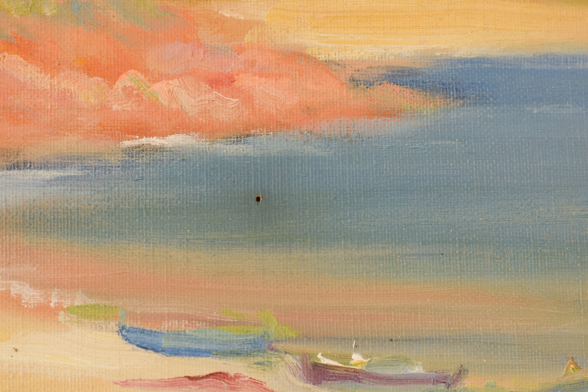 Impressionist seaside landscape with village