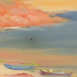Impressionist seaside landscape with village