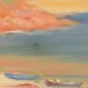 Impressionist seaside landscape with village