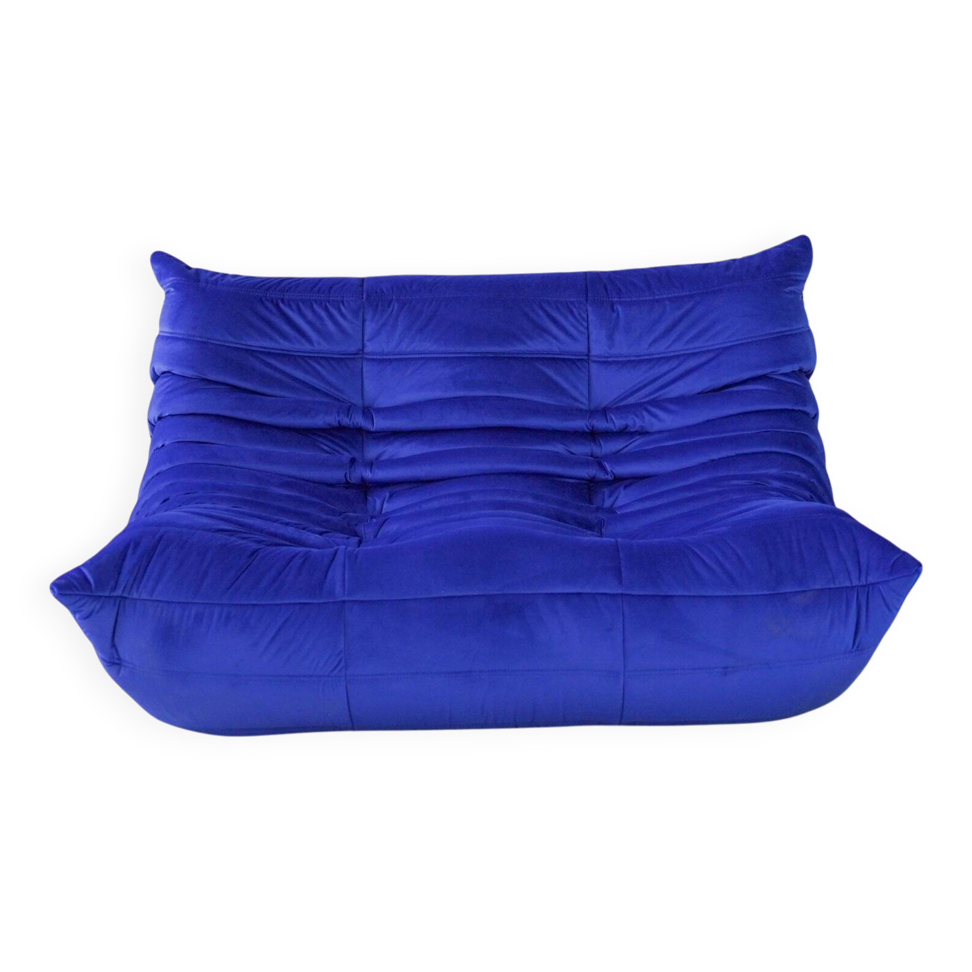 Togo two-seat in blue velvet by Michel Ducaroy for Ligne Roset