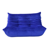 Togo 2 places en velours bleu par Michel Ducaroy pour Ligne Roset