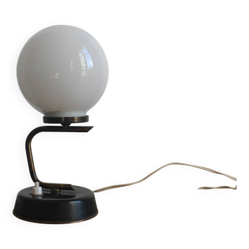 Vintage opaline globe lamp and brass – 1950s/60s