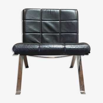 Hans Eichenberger black leather armchair 1960