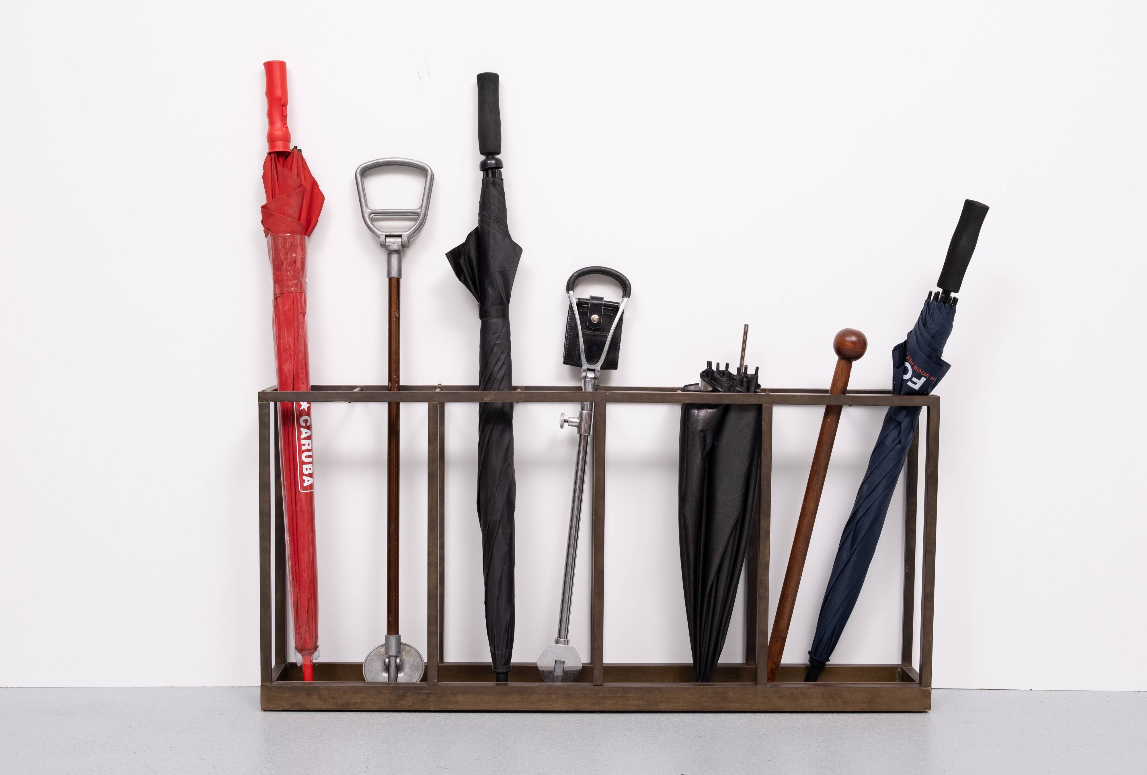 Art deco Brass Umbrella and walking stick stand 1930s Holland