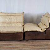 Modular sofa in leather and suede