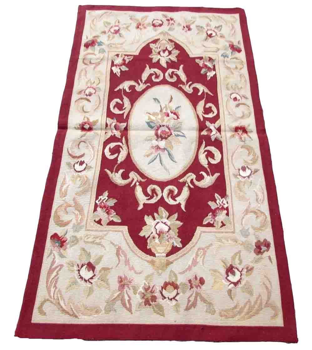 Vintage French carpet Aubusson handmade 79cm x 145cm 1970s
