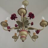 Lustre en métal à décor floral, France