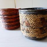 Woven wicker planters