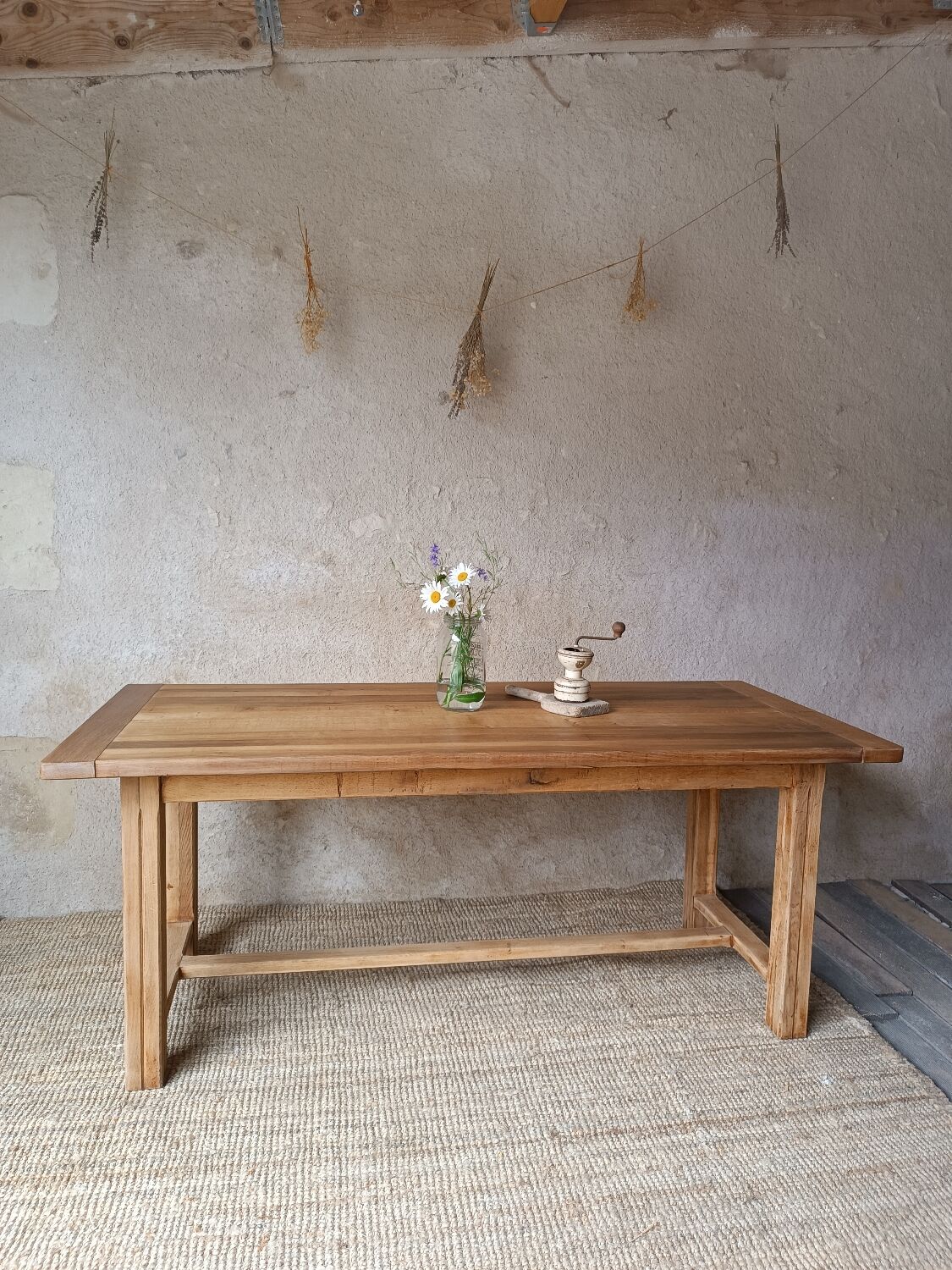 Solid wood farmhouse table