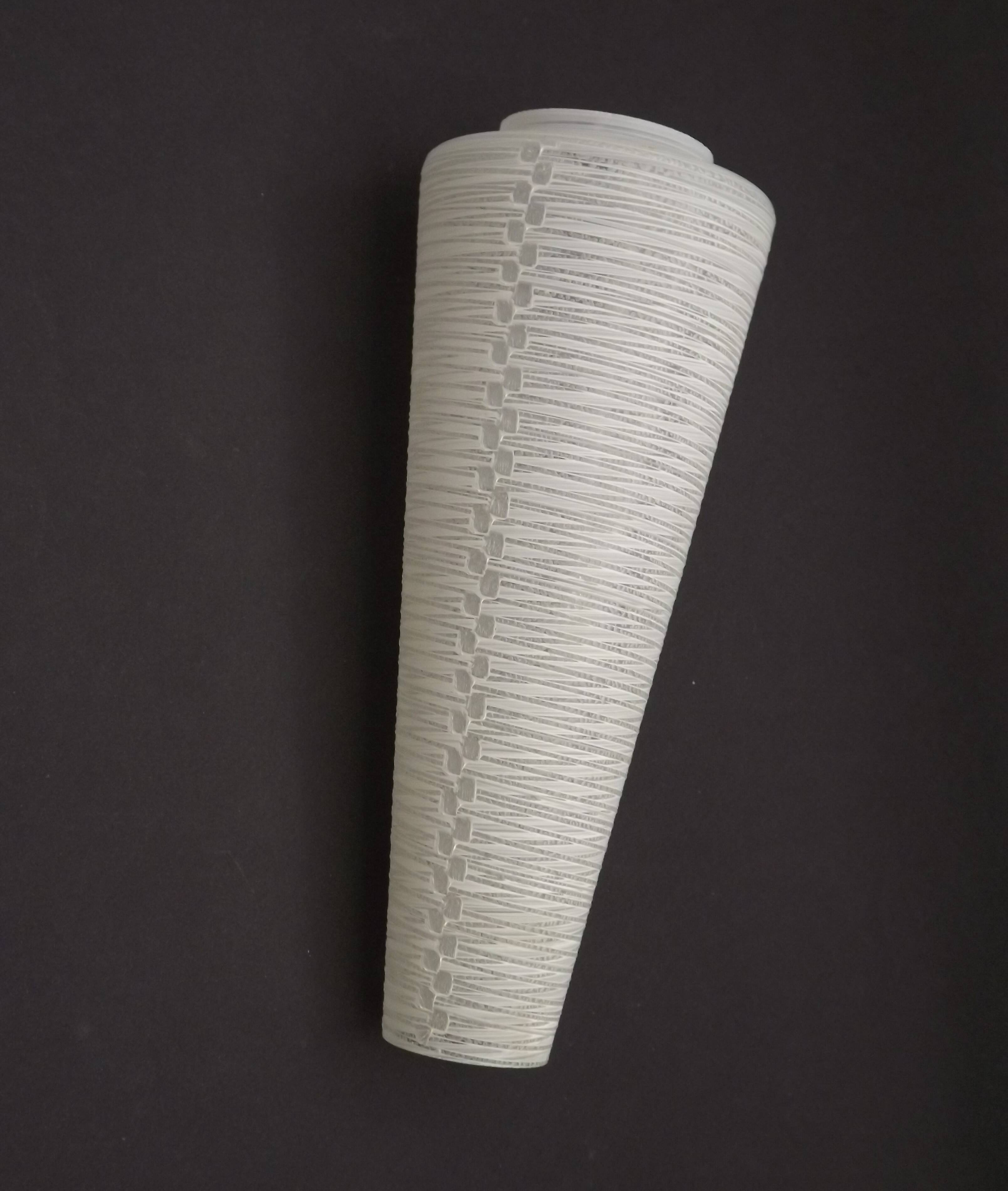 French vintage retro white opaque patterned glass replacement shade