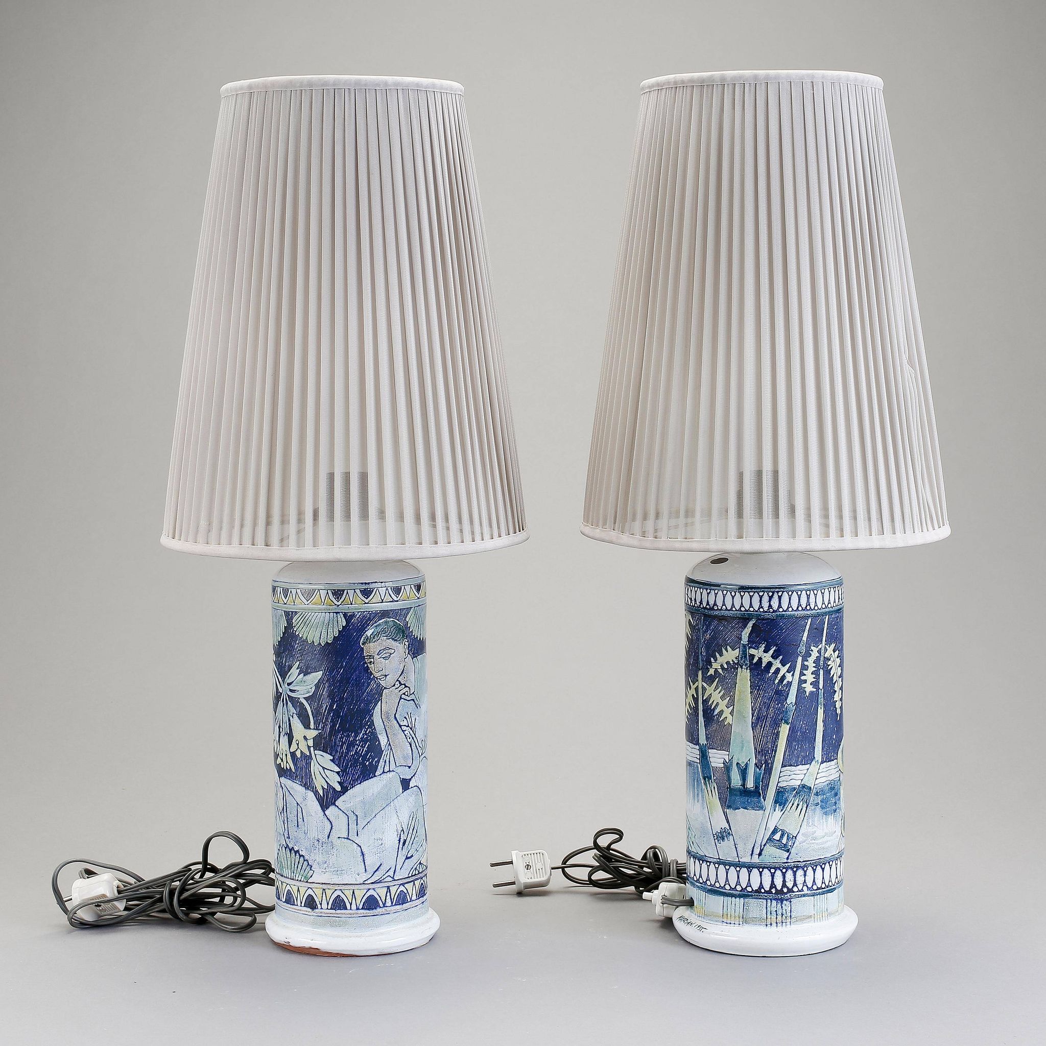 Table lamps by Marian Zawadzki for Tilgmans, Sweden, 1950, signed.
