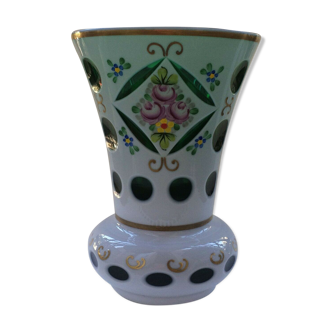 Vase en cristal multicouche overlay bohème à col évasé XIXème