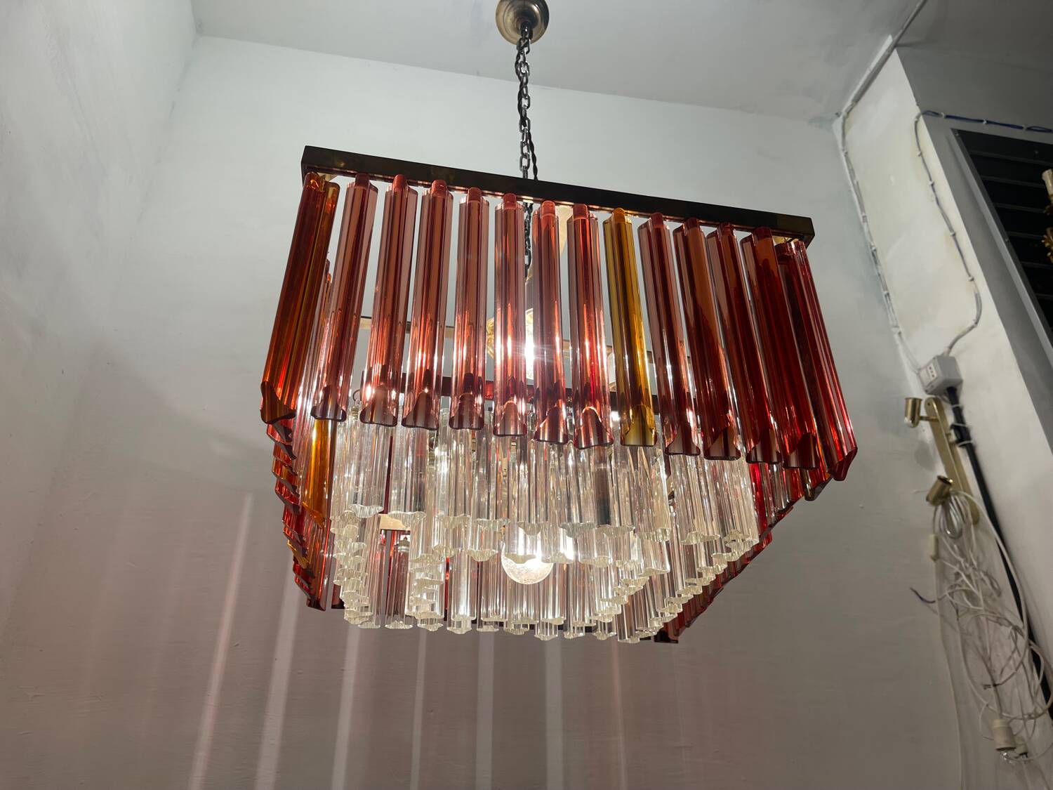 Murano Glass Prism Triedri Chandelier 1970’s