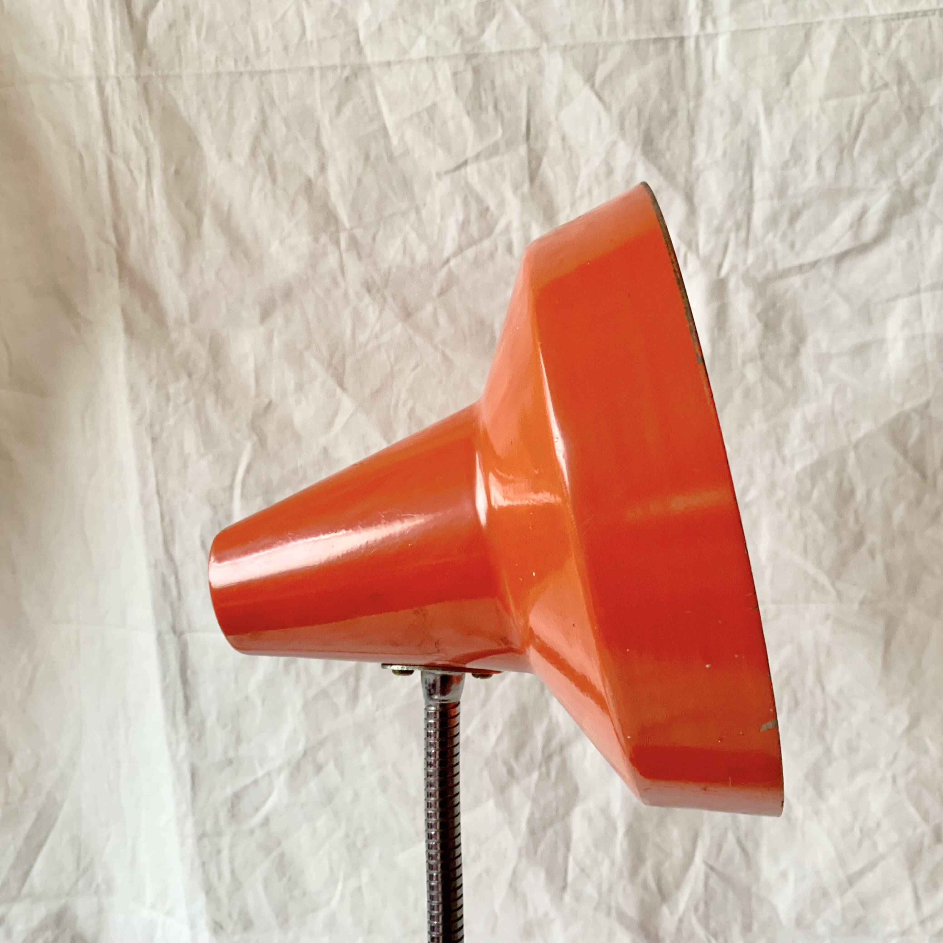 Vintage desk lamp in orange lacquered metal