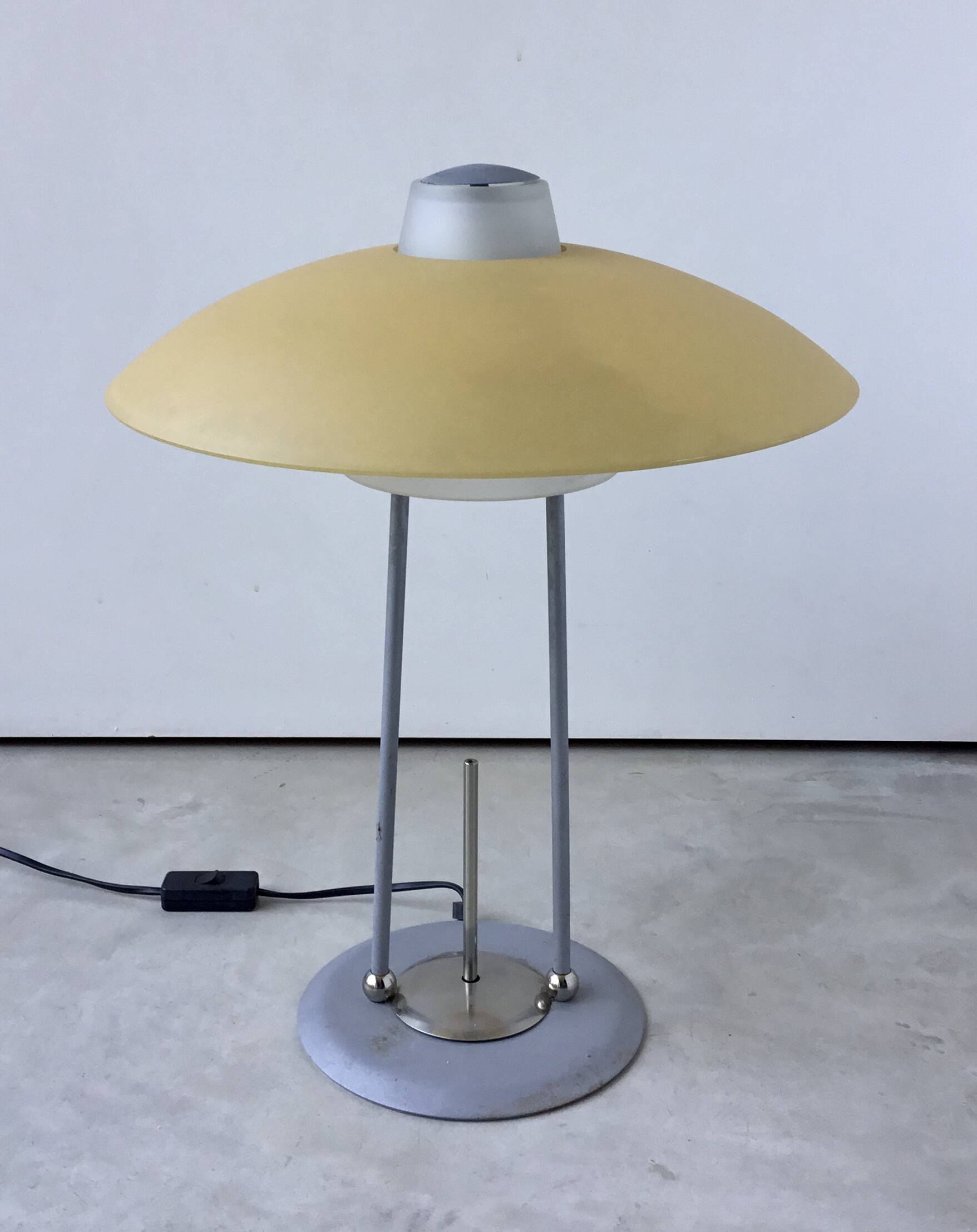 Glass and metal table lamp - Italian design 1990