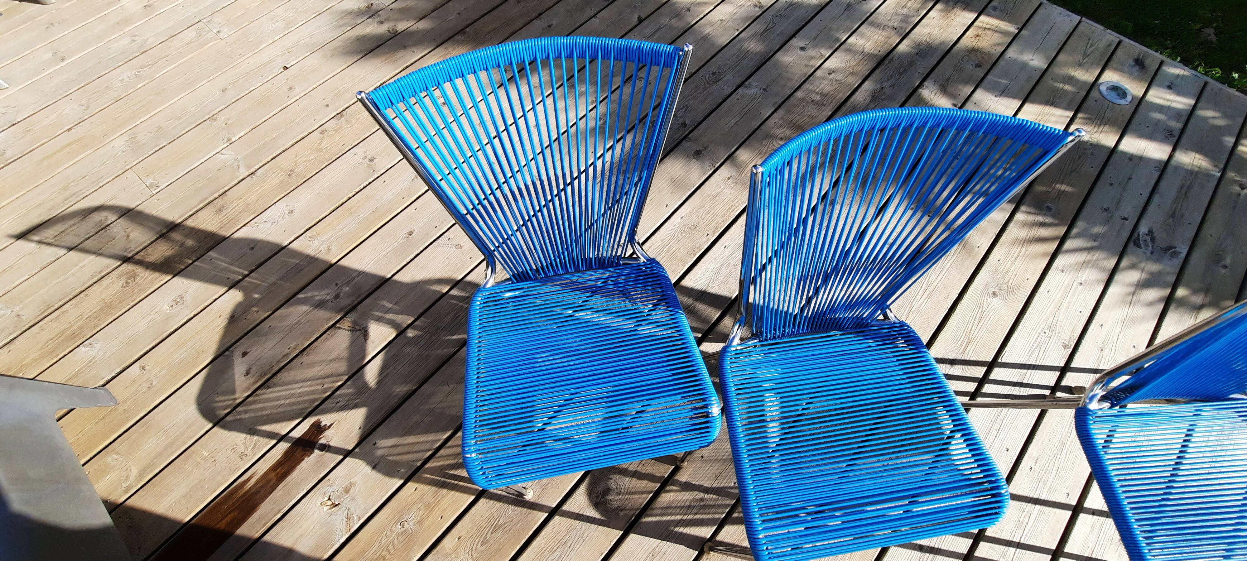 Lot de 4 chaises scoubidou années 60