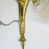 2 19th Century Gilt Bronze Wall Sconces with Molded Glass Globes in the Shape of