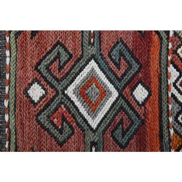 1970s Turkish hand-knotted wool cotton red kilim area rug 123x145