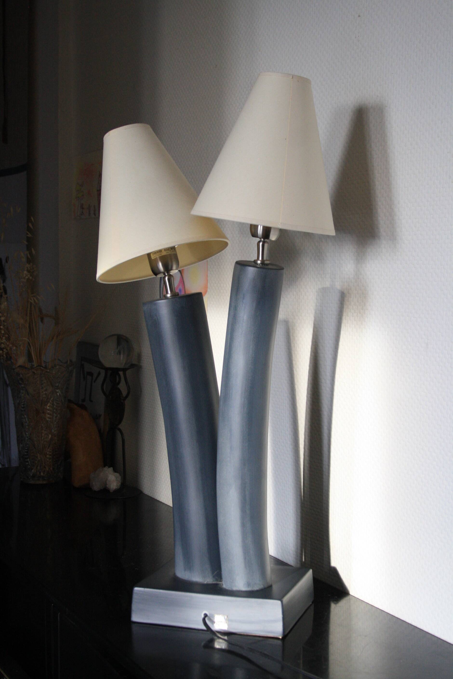 Large 2-light ceramic Drimmer lamp