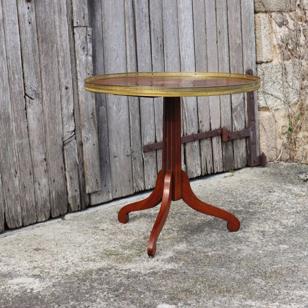 Table de jeu néoclassique vintage en bois avec marqueterie - Années 60